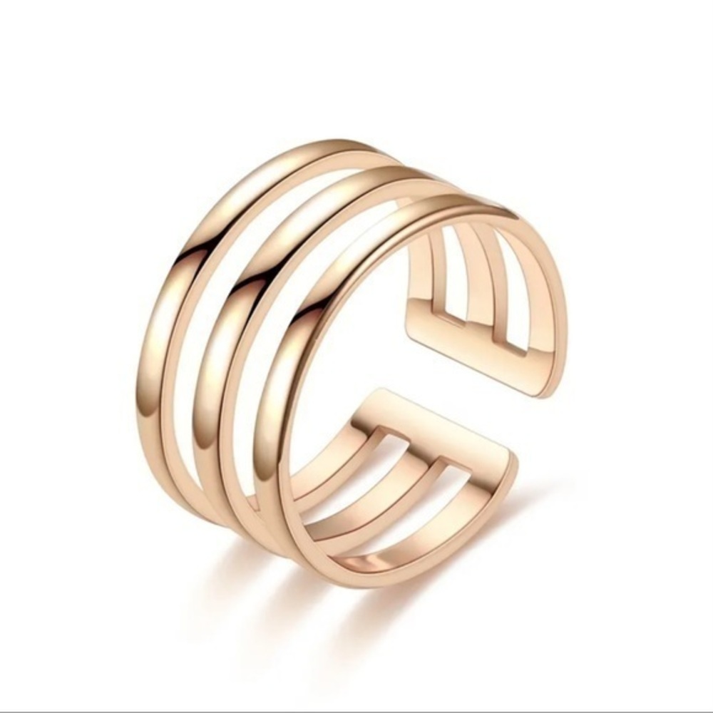 💖 Adjustable Titanium Steel Hollow Ring (Rose Gold Tone)